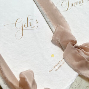 Eheversprechen „Vintage Love“ | personalisiert | mit Goldfolie | Seidenband | Büttenpapier | Vow Book | Ehegelübde