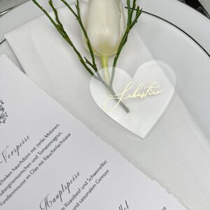 Platzkarte, Namenskarte aus Acryl | individuell beschriftet | mit Vinyl Folie in verschiedenen Farben -  Hochzeit, Geburtstag und Feier