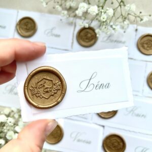 Platzkarte Elegant, Namenskarte | individuell beschriftet | Feinstpapier, Transparentpapier und Wachsiegel | Hochzeit, Geburtstag und Feier