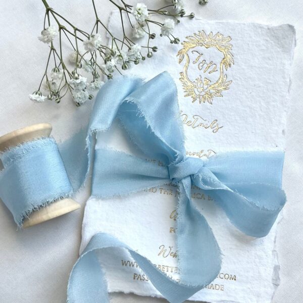 5 m handgefärbtes Seidenband, „SKY“| handgefertigtes Seidenband | Seidenband | hand dyed silk ribbon, hand dyed, plant dyed silk ribbon