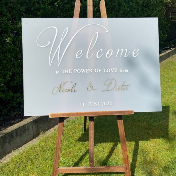 Acryl Willkommen Schild für Hochzeiten und Events