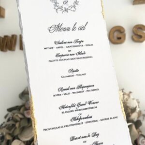 Personalisierte Menükarte für Hochzeiten und Events mit Blattgold, Getränkekarte, elegante Menükarte, Hochzeitsmenü