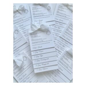 Personalisierte Menükarte für Hochzeiten und Events mit Seidenband, Getränkekarte, Buffetkarte, Cocktailkarte, Hochzeitsmenü